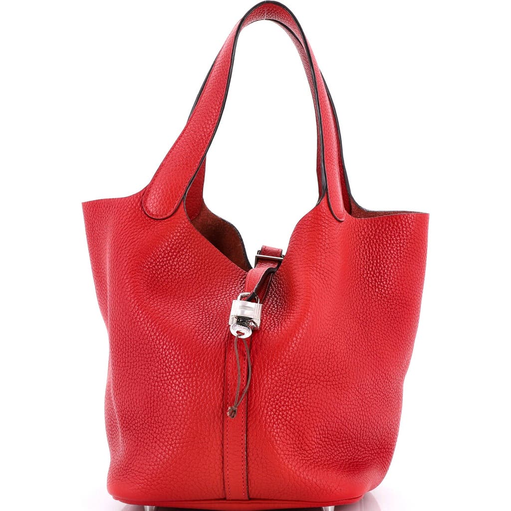 Pre-owned Hermes Hermes Picotin Lock Bag Clemence Mm In Red
