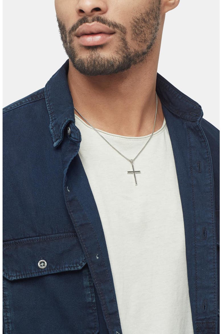 Men's Classic Chain Cross Pendant Necklace, Alternate, color, SILVER