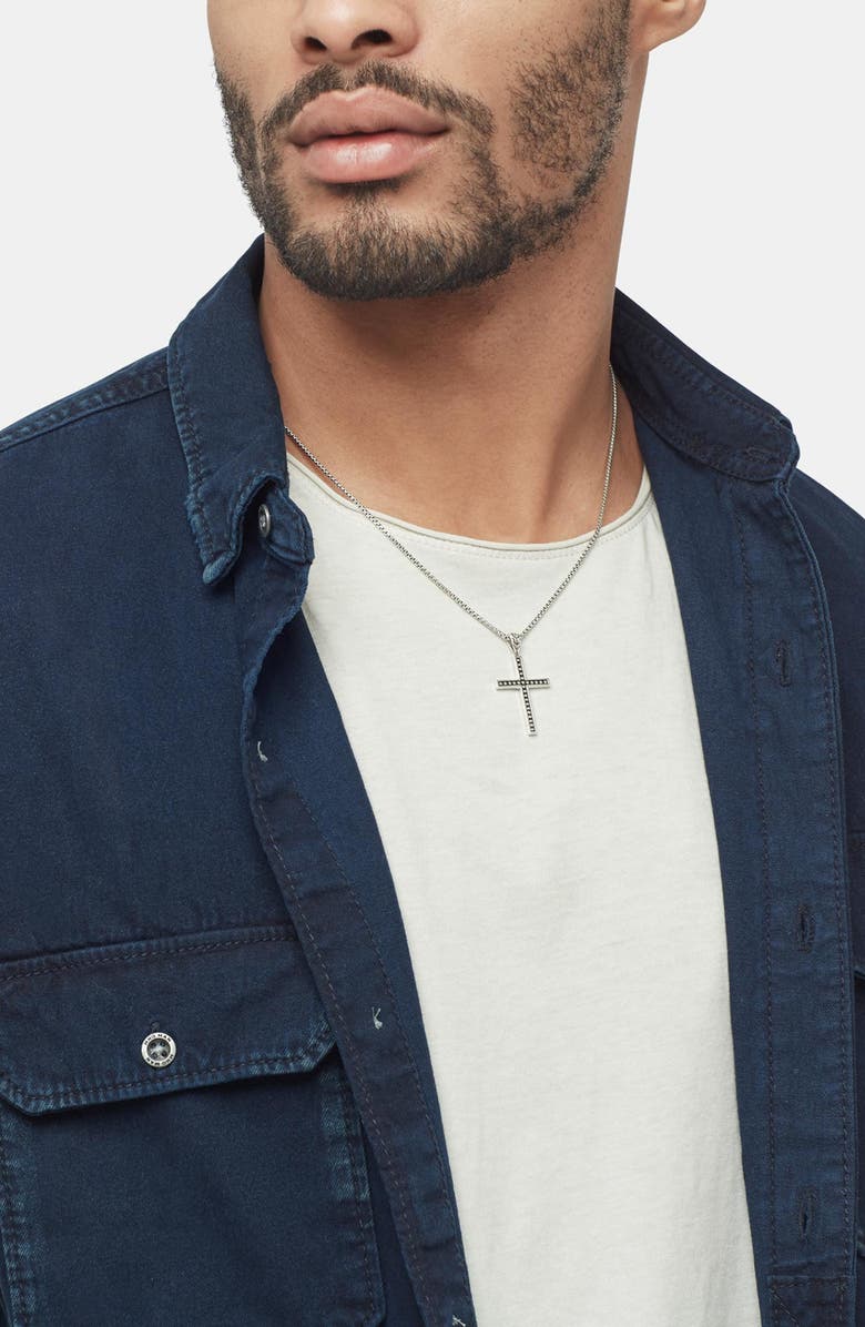 John Hardy Men's Classic Chain Cross Pendant Necklace, Alternate, color, Silver