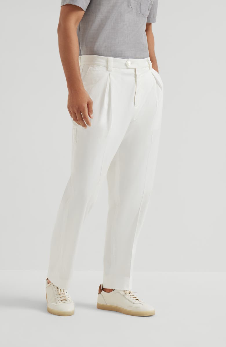 Brunello Cucinelli Comfort gabardine trousers, Alternate, color, Snow
