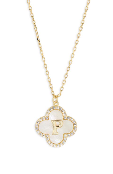 Clover Mother-of-Pearl Initial Pendant Necklace