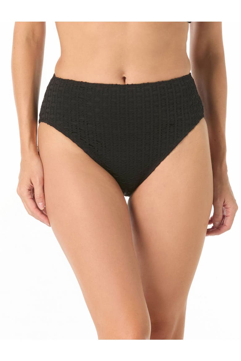 Crochet High Waist Swim Bottom, Main, color, Black