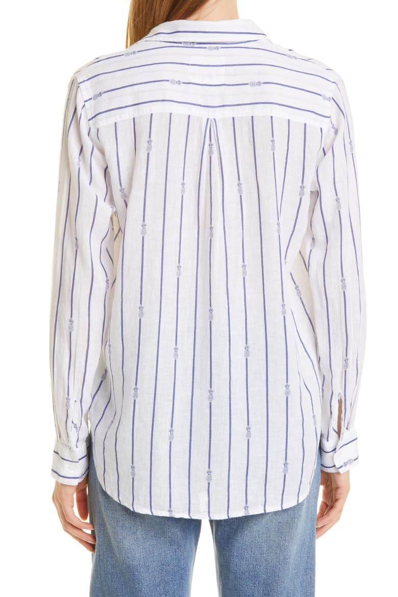 Women's Charli Stripe Linen Blend Blouse, Alternate, color, PINEAPPLE STRIPE