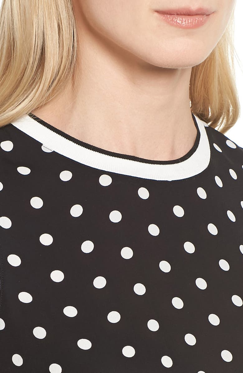 Vince Camuto Knit Trim Dot Print Blouse, Alternate, color, 