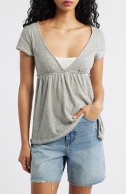 BDG Urban Outfitters Tina Layered Cotton Babydoll Top
