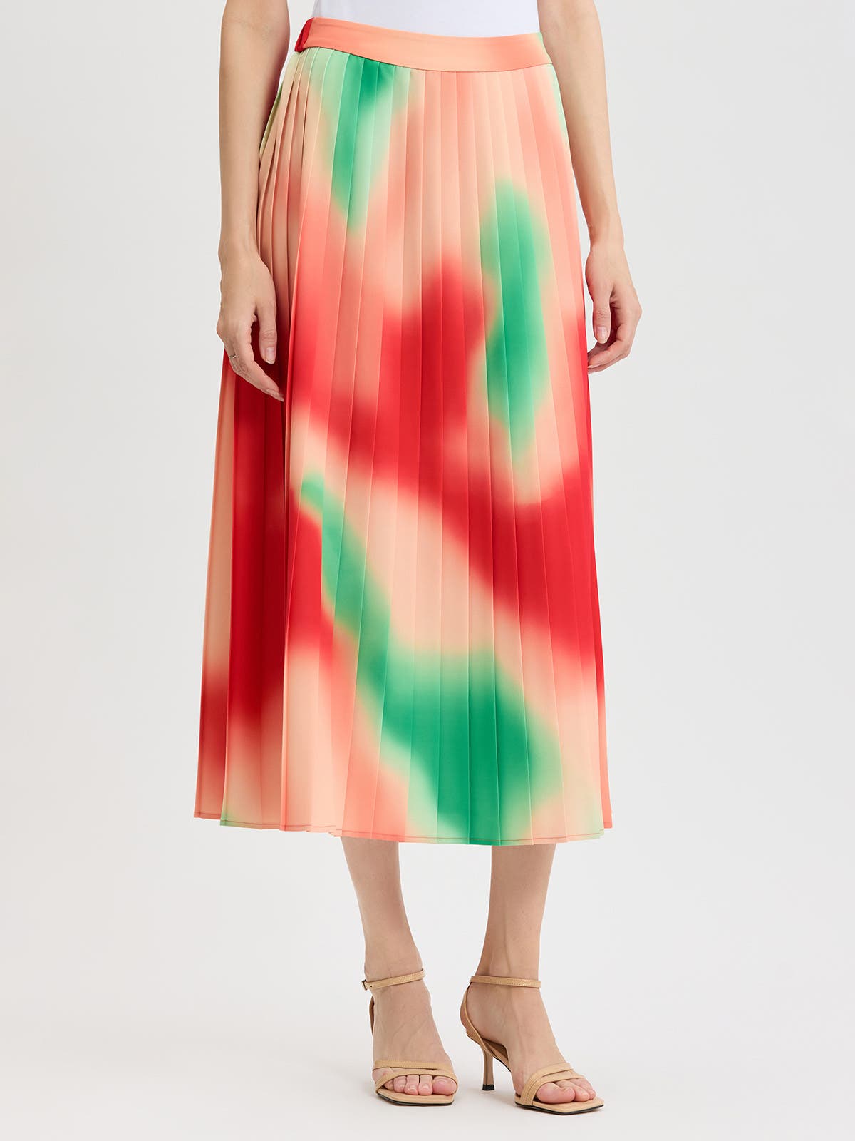 Multi-Color Pleated Crepe Maxi Skirt - image 2