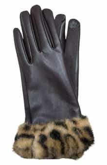 MARCUS ADLER Faux Leather Gloves with Faux Fur Cuff