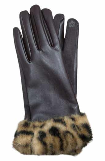 MARCUS ADLER Faux Leather Gloves with Faux Fur Cuff