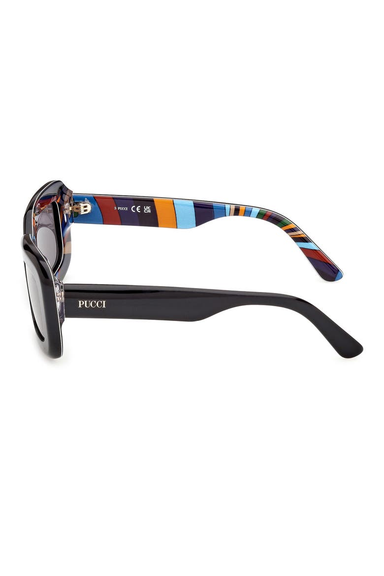52mm Rectangular Sunglasses, Alternate, color, BLACK / IRIDE PATTERN / SMOKE