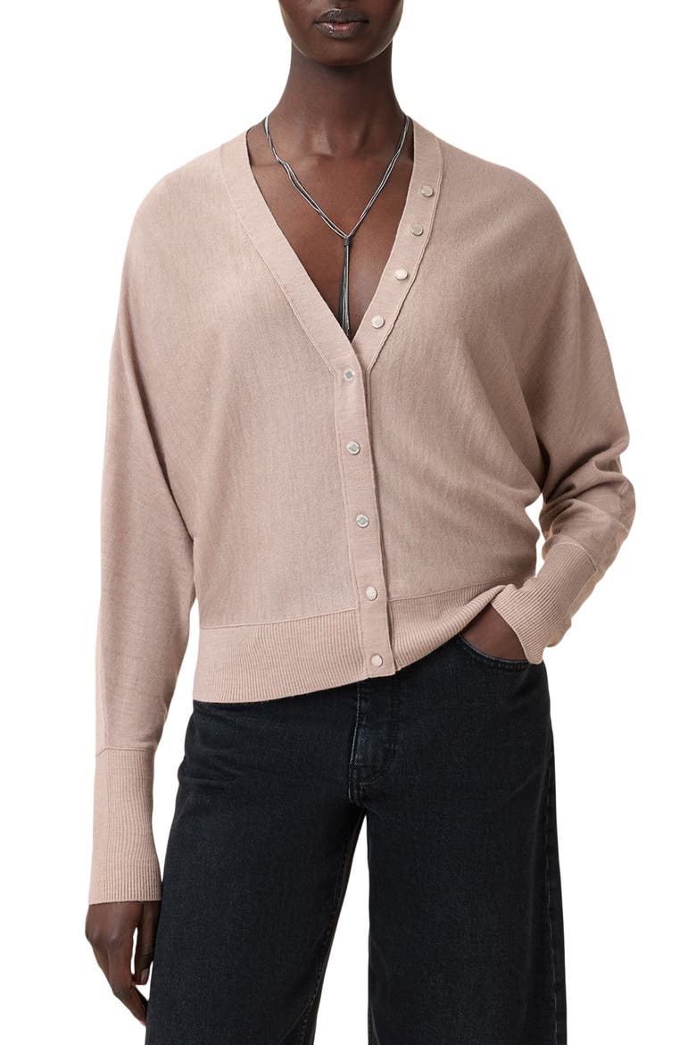 Honor V Merino Wool Cardigan, Main, color, PASHMINA PINK