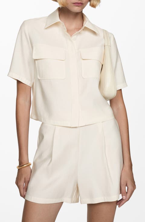 Flap Pocket Short Sleeve Button-Up Shirt