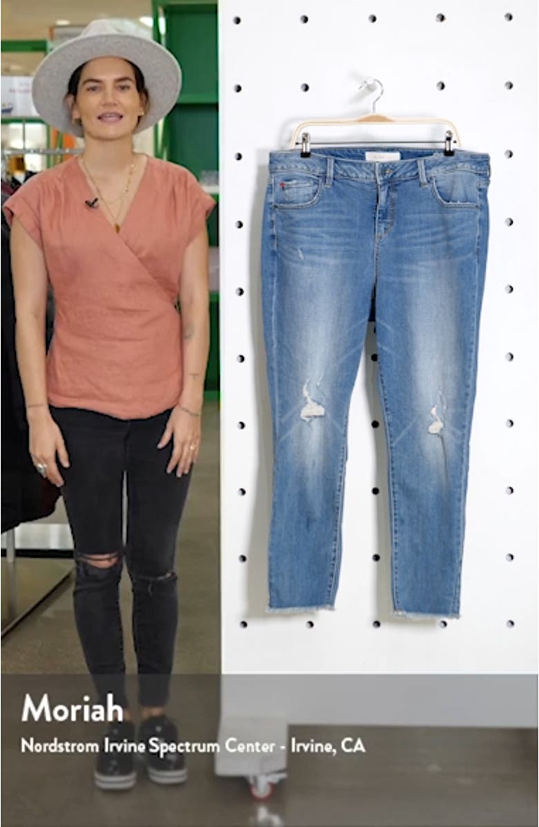 High Waist Fray Hem Ankle Jeans, sales video thumbnail
