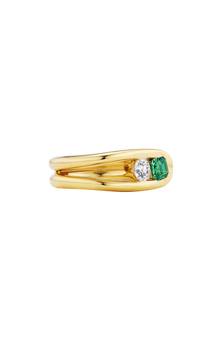Uniform Object Impact Emerald & Diamond Ring, Alternate, color, Yellow Gold