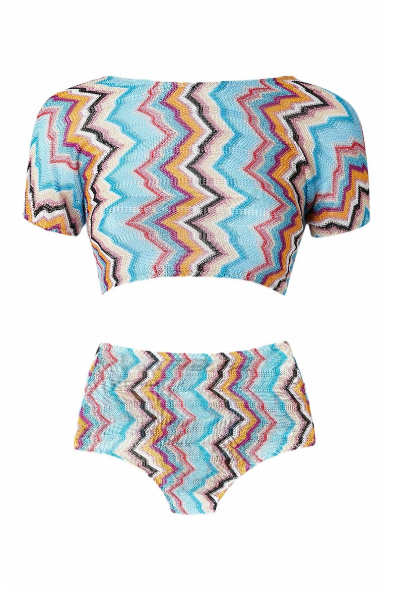 Bikini With T-shirt Top And Zig Zag Pattern, Alternate, color, Multicoloured