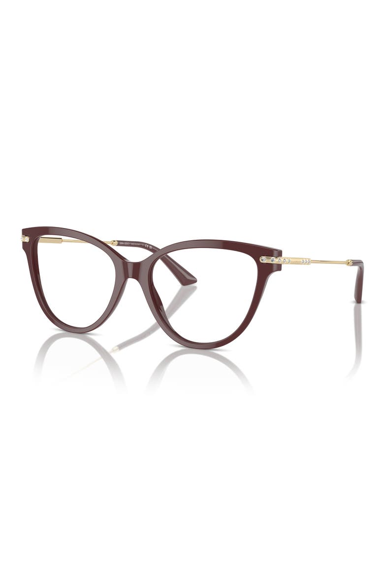 52mm Cat Eye Optical Glasses, Alternate, color, RED / DEMO LENS