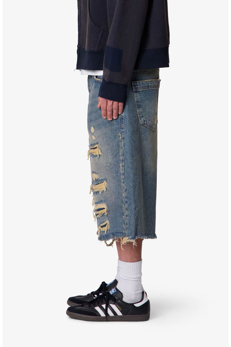 Ultra Baggy Repaired Jeans Shorts, Alternate, color, BLUE