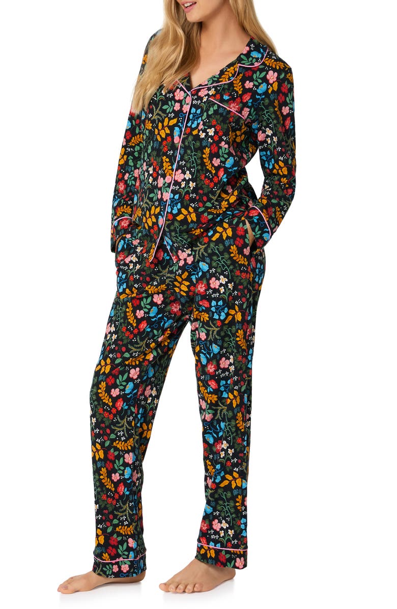 BedHead Pajamas Print Stretch Organic Cotton Pajamas, Alternate, color, Winter Blooms
