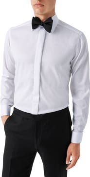Eton Slim Fit Twill Fly Front Tuxedo Shirt
