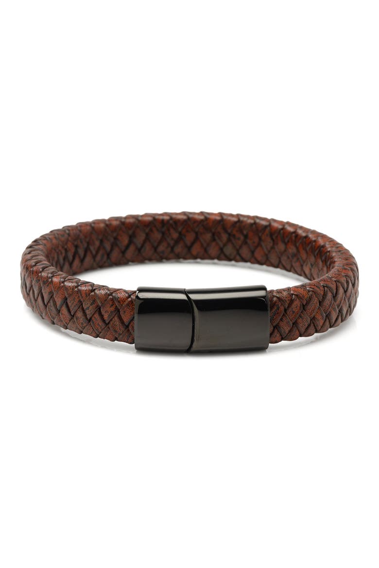 Braided Leather Bracelet, Alternate, color, RED