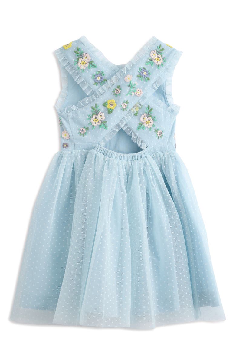 Mini Boden Kids' Embroidered Swiss Dot Tulle Dress, Alternate, color, 