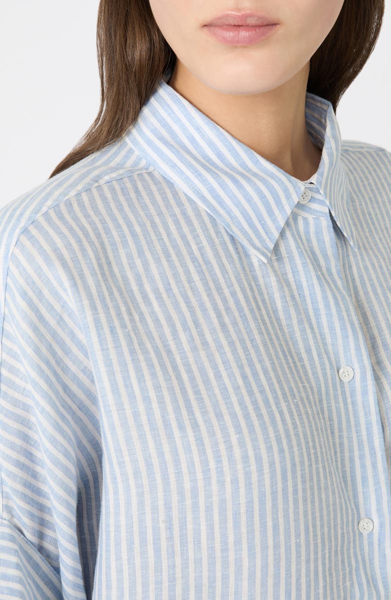 Weekend Max Mara Verve Stripe Linen Top, Alternate, color, Light Blue