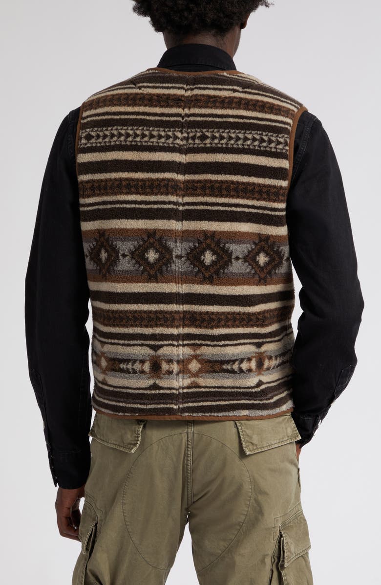 Double RL Buck Desert Serape Print High Pile Fleece Vest, Alternate, color, 