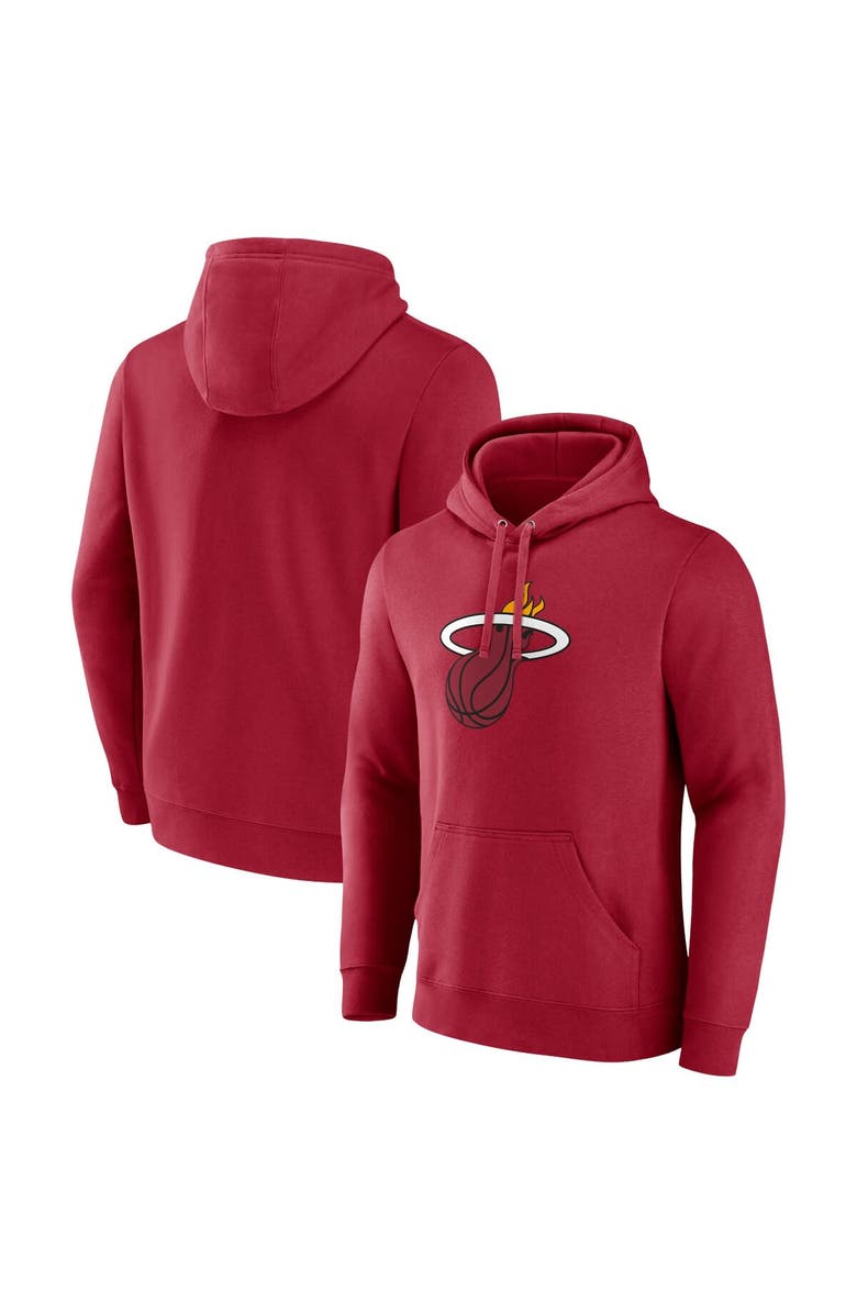FANATICS Men's Fanatics Branded  Red Miami Heat Primary Logo Pullover Hoodie, Main, color, 