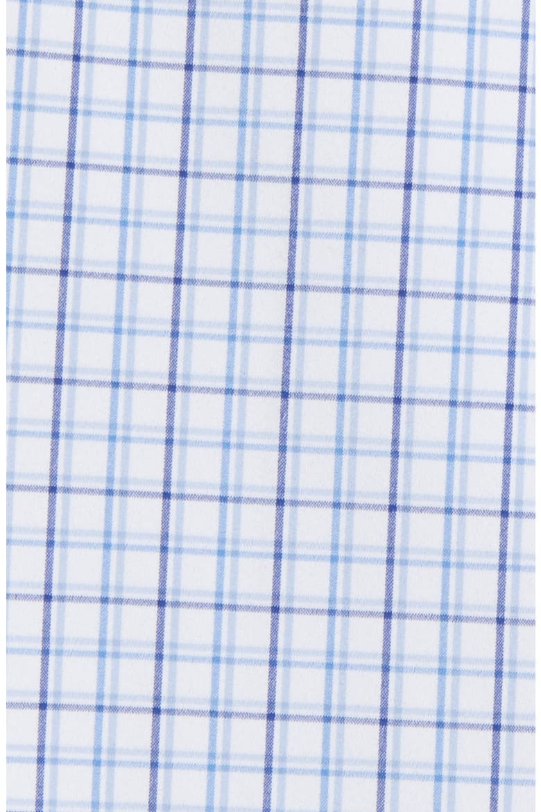 Leeward Trim Fit Tattersall Button-Up Performance Shirt, Alternate, color, NAVY BLUE TATTERSAL