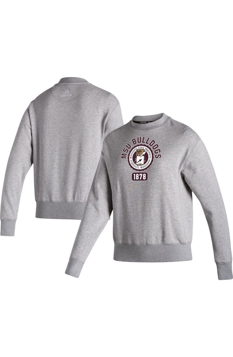 adidas Women's adidas Heathered Gray Mississippi State Bulldogs Vintage Circle Pullover Sweatshirt, Main, color, 