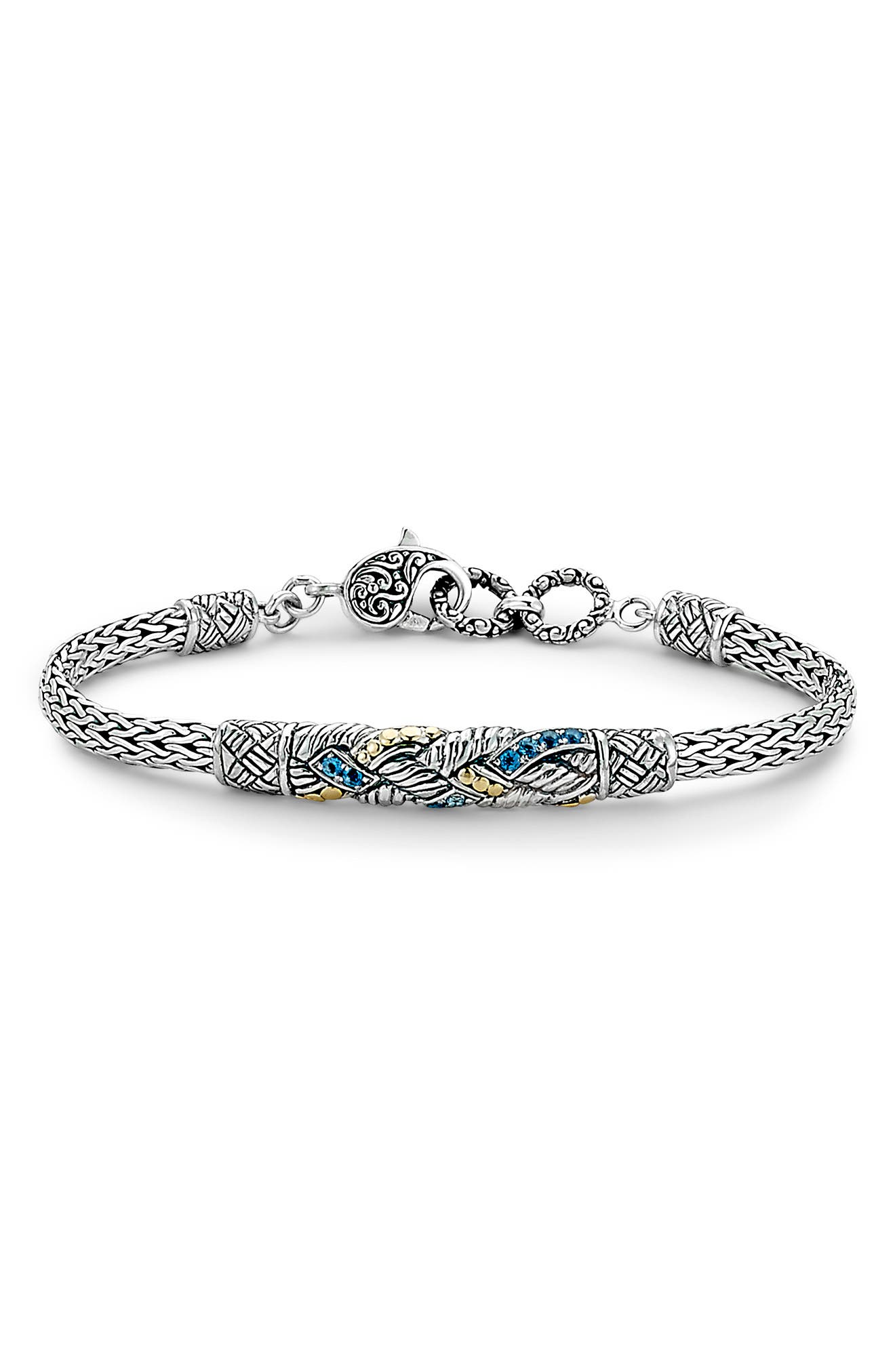 SAMUEL B. 18K Gold & Sterling Silver Blue Topaz Bracelet
