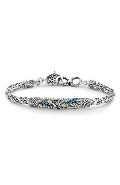 18K Gold & Sterling Silver Blue Topaz Bracelet