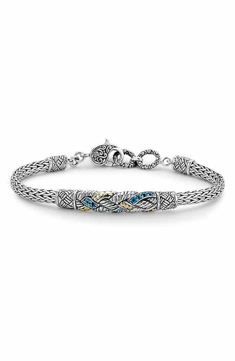 SAMUEL B. 18K Gold & Sterling Silver Blue Topaz Bracelet