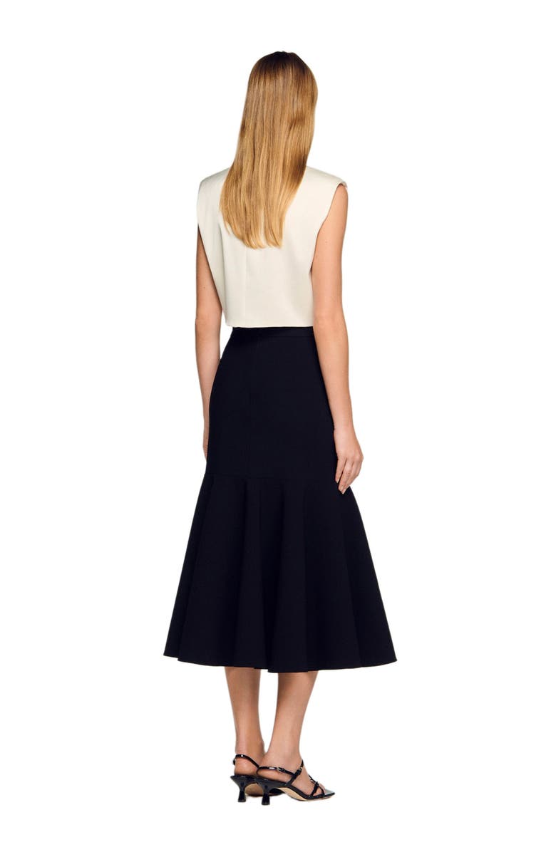 SANDRO Long flared ruffled skirt, Alternate, color, Black