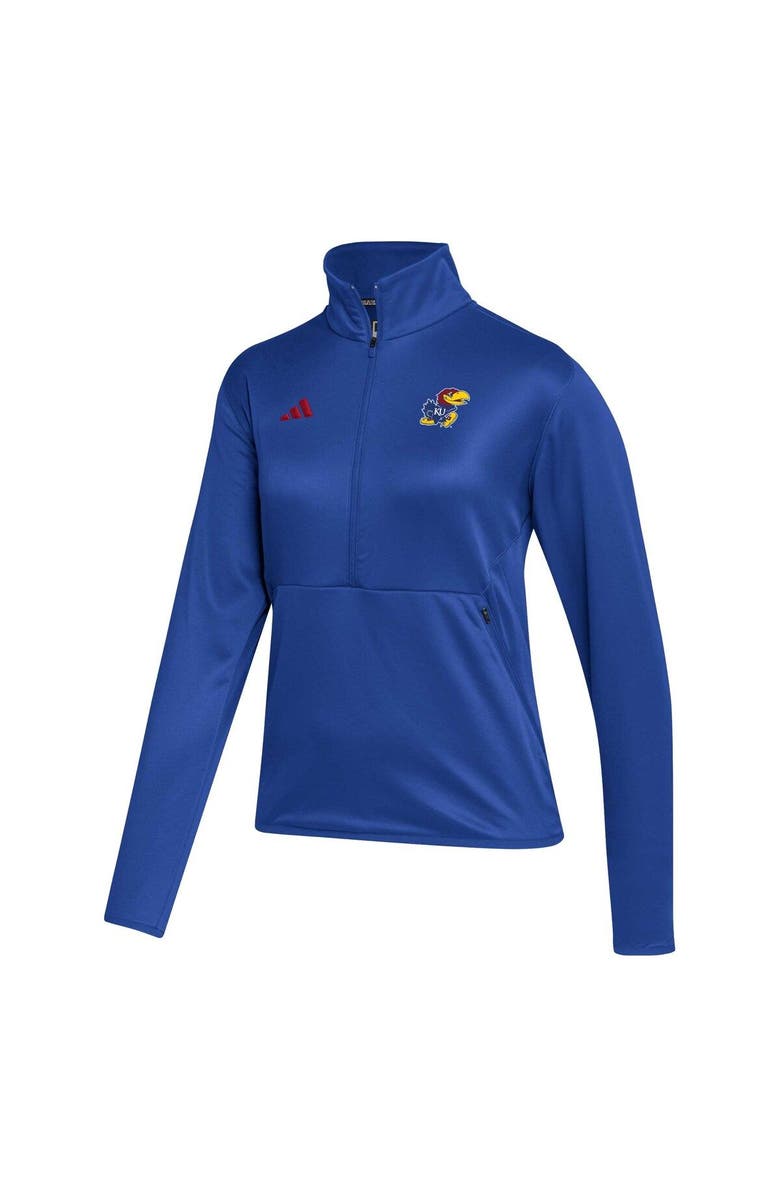 adidas Women's adidas Royal Kansas Jayhawks 2023 Sideline AEROREADY Raglan Half-Zip Top, Alternate, color, 