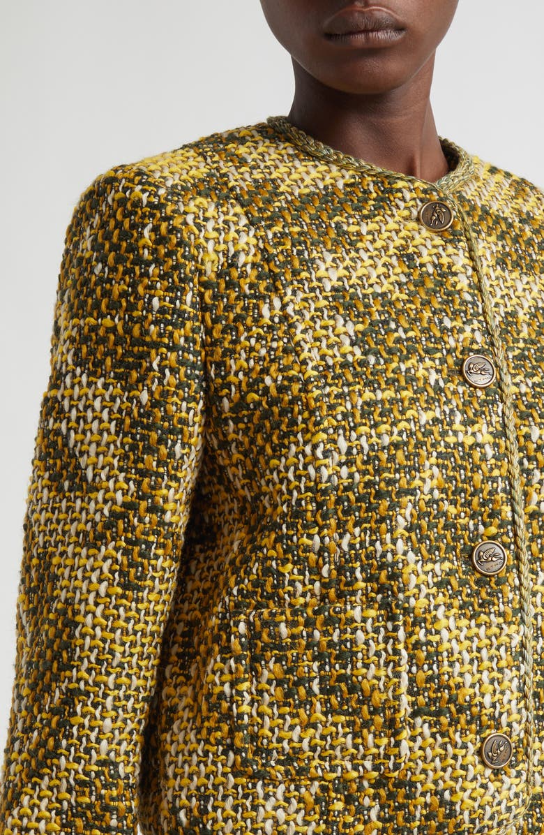 Etro Tweed Crop Jacket, Alternate, color, Multicolor Green Base