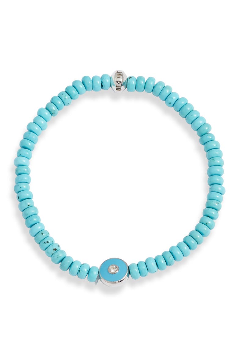 Turquoise Evil Eye Beaded Stretch Bracelet, Main, color, TURQUOISE/ AQUA