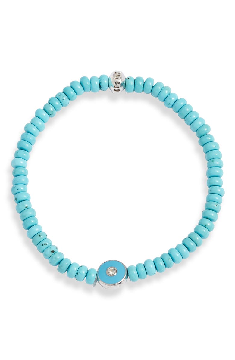 Anzie Turquoise Evil Eye Beaded Stretch Bracelet, Main, color, Turquoise/ Aqua
