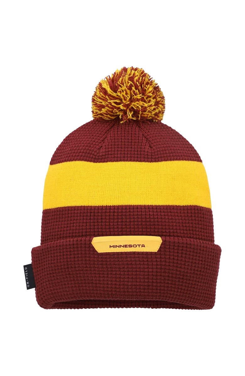 Nike Youth Nike Maroon/Gold Minnesota Golden Gophers Sideline Team Cuffed Knit Hat with Pom, Alternate, color, 