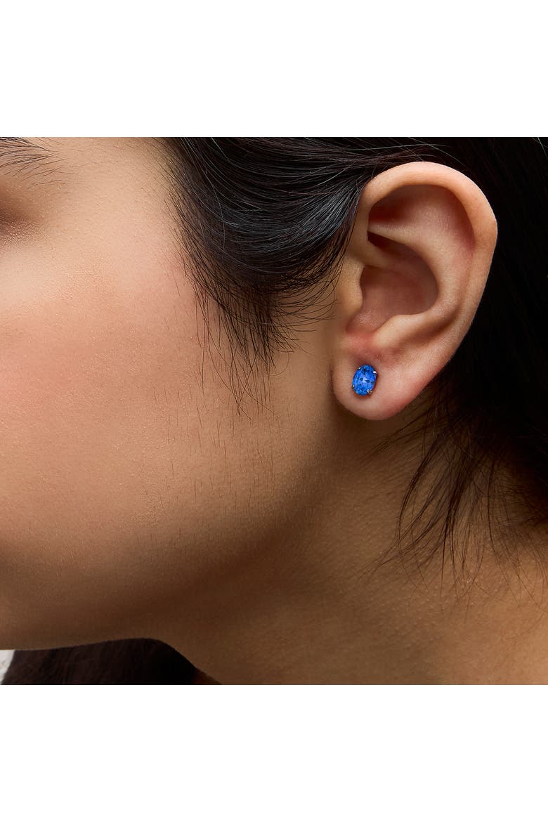 Platinum 5X7 MM Lab Created Blue Sapphire Oval Solitaire Stud Earrings, Alternate, color, Platinum