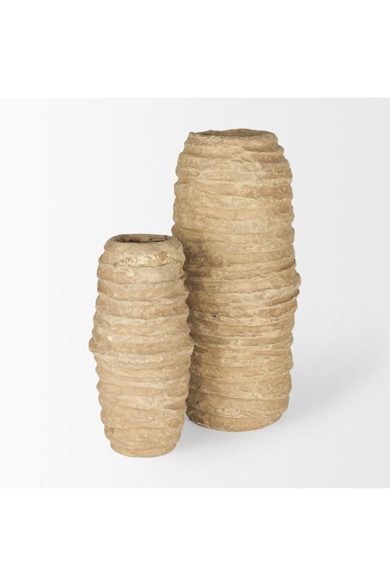 Kamli Small Paper Mache Vase, Alternate, color, Beige