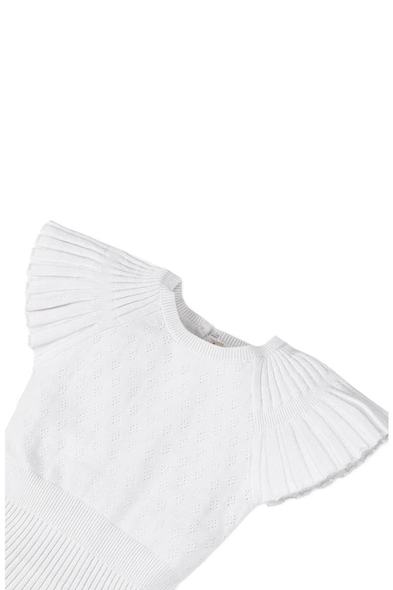 Baby Girls' Organic Flutter Sleeve Sweater Dress, Infant, Alternate, color, White Diamond Pointelle