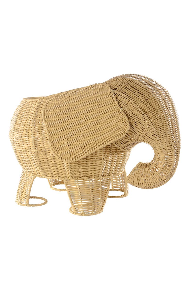 Elephant Washable Wicker Floor Basket, Main, color, Brown