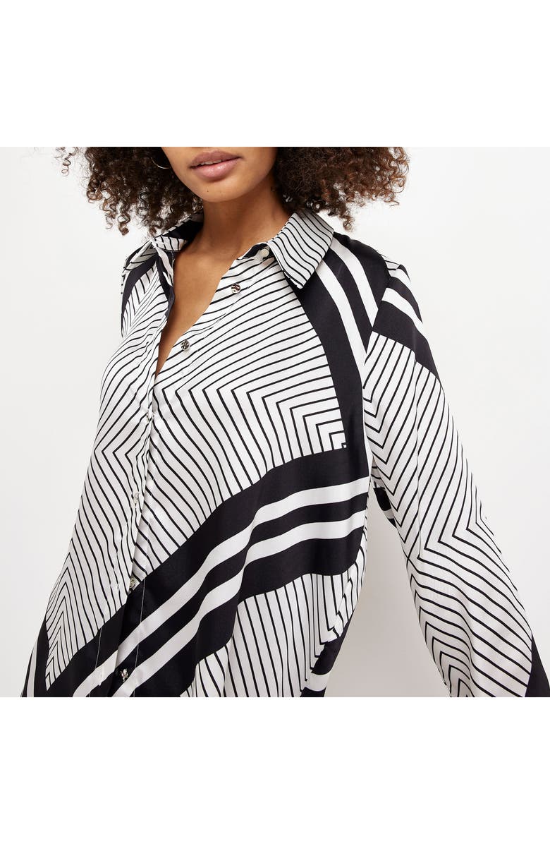 River Island Boyfriend Satin Button-Up Shirt, Alternate, color, 