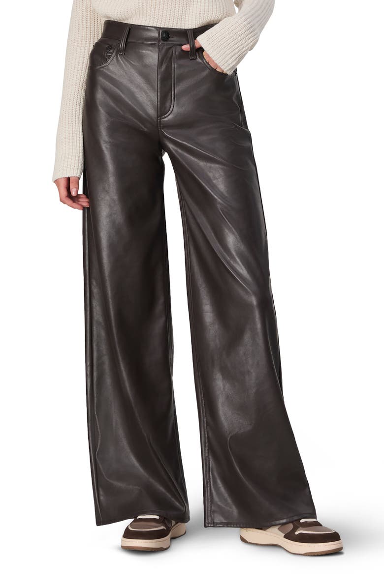rag & bone Sofie High Waist Faux Leather Wide Leg Pants, Main, color, Dark Brown