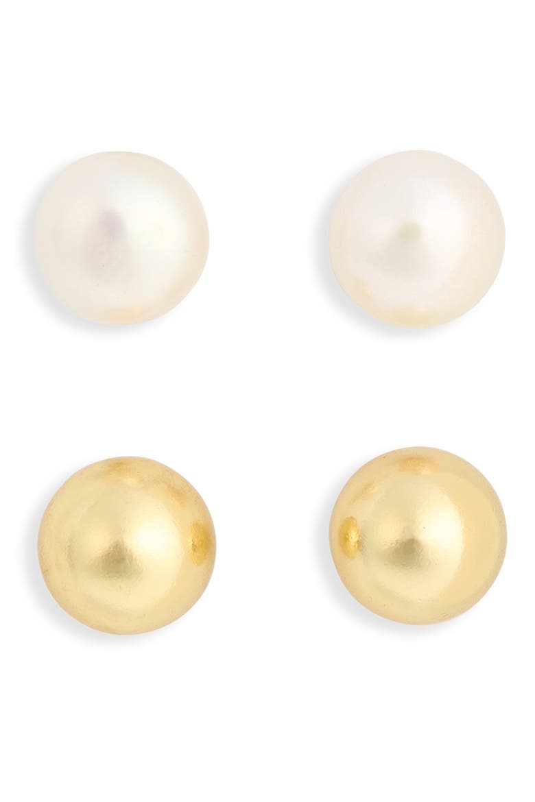 Set of 2 Stud Earrings, Main, color, GOLD