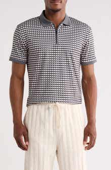 Geo Print Quarter Zip Performance Polo