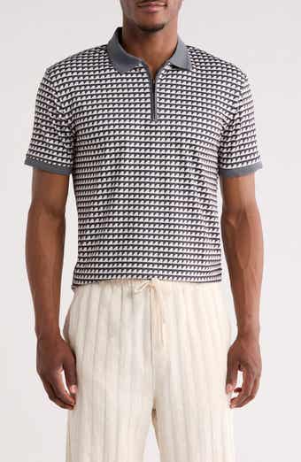 Cactus Man Geo Print Quarter Zip Performance Polo