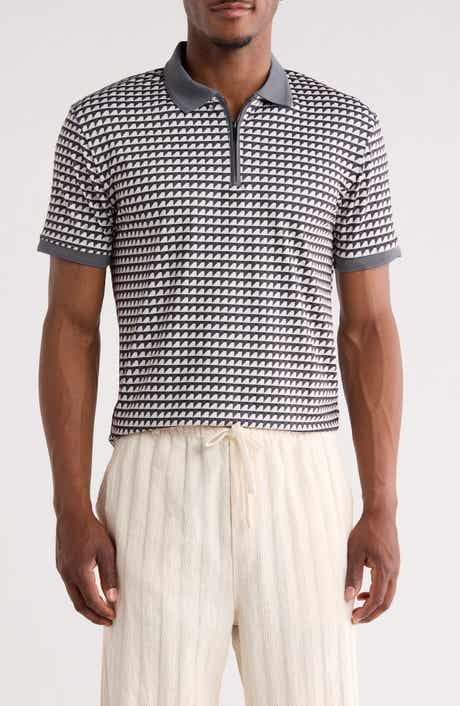 Cactus Man Geo Print Quarter Zip Performance Polo