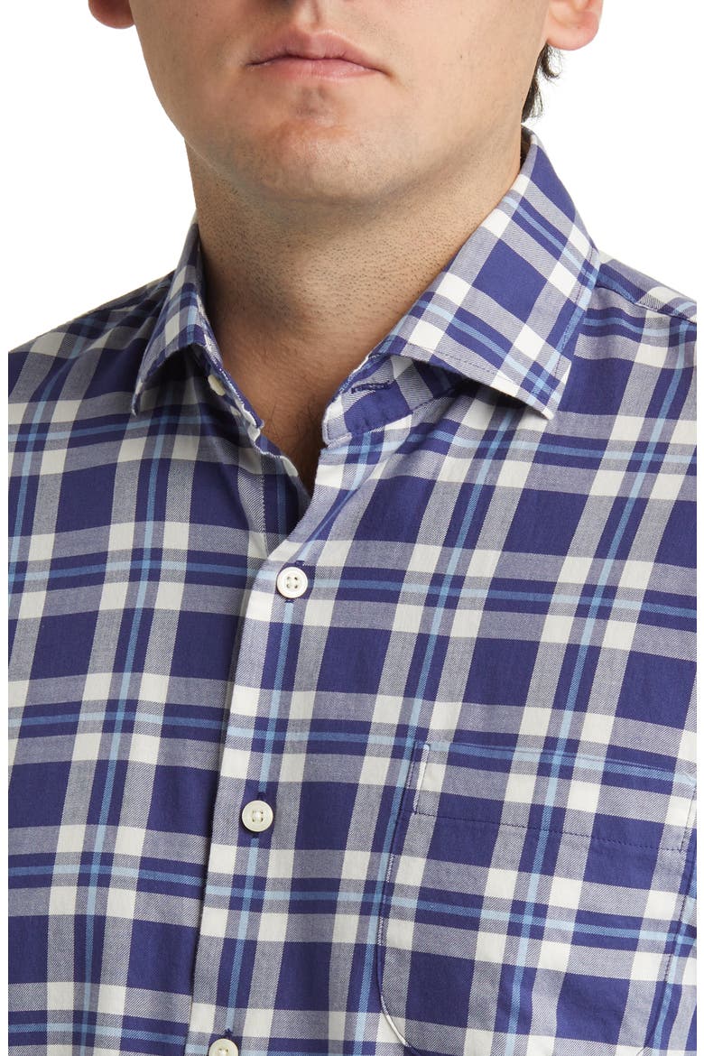 Truett Plaid Soft Cotton Button-Up Shirt, Alternate, color, NAVY