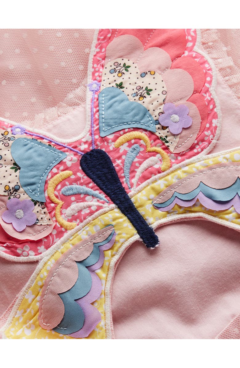 Mini Boden Kids' Butterfly Appliqué Sleeveless Tulle Dress, Alternate, color, 